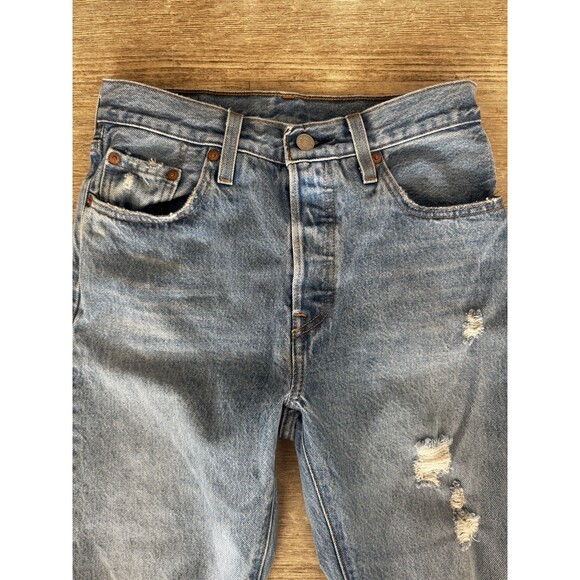 Levi’s Premium 501 Distressed Jeans Women’s W25 L30 Button Fly 100% Cotton - Picture 2 of 15